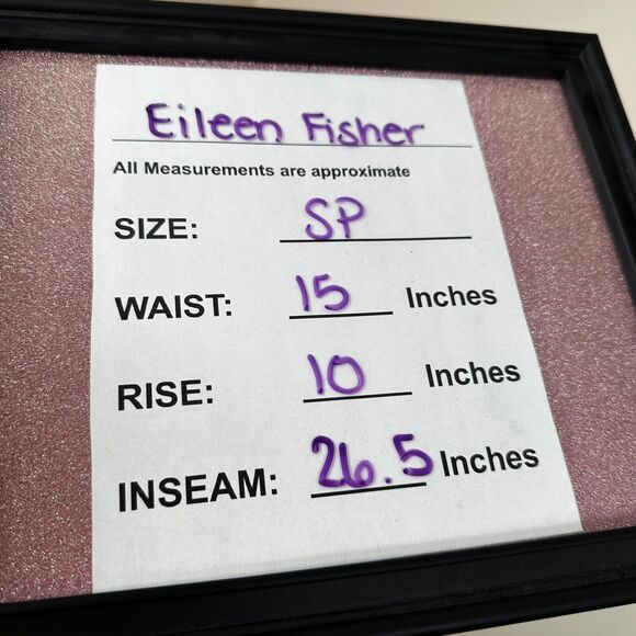 EILEEN FISHER Pants Size Small P Crepe Pull On Elastic Waist Black Pockets - Picture 8 of 9